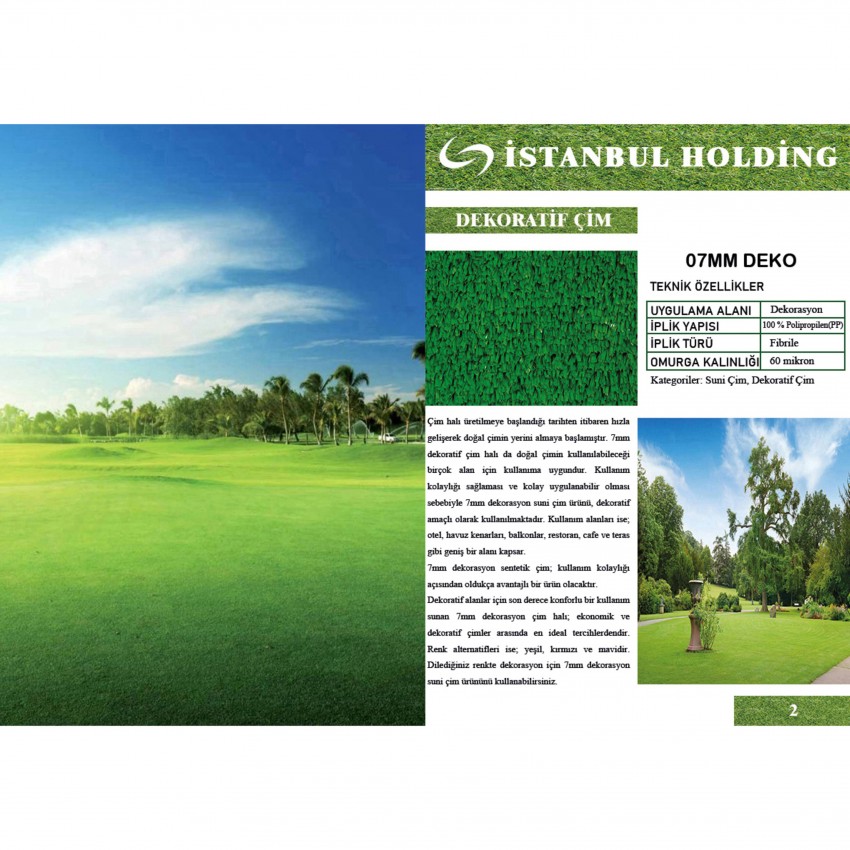 Kompozit Ürünler Çim Halı Sun Green 50mm