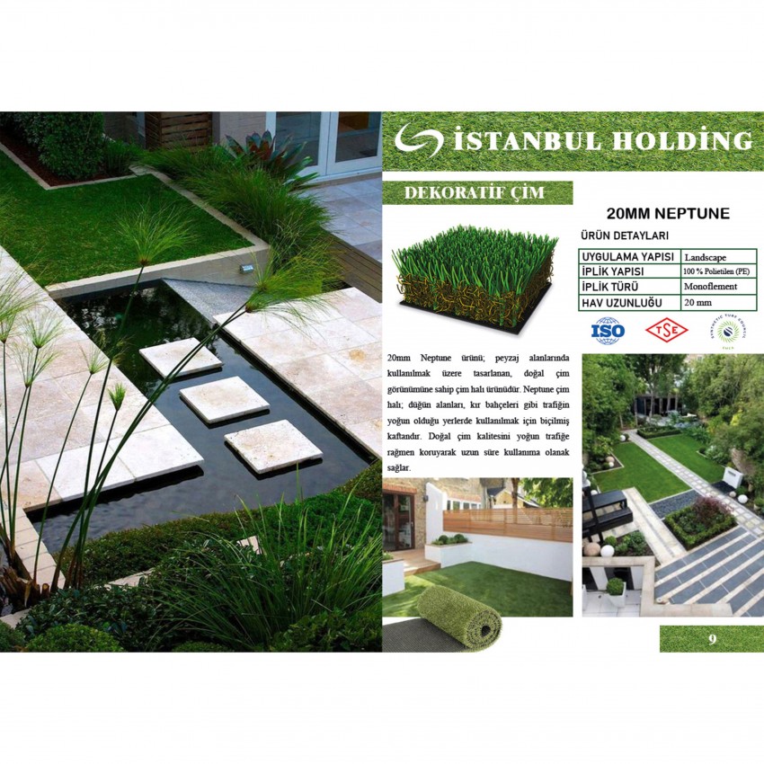 Kompozit Ürünler Çim Halı Mercury Green 20mm